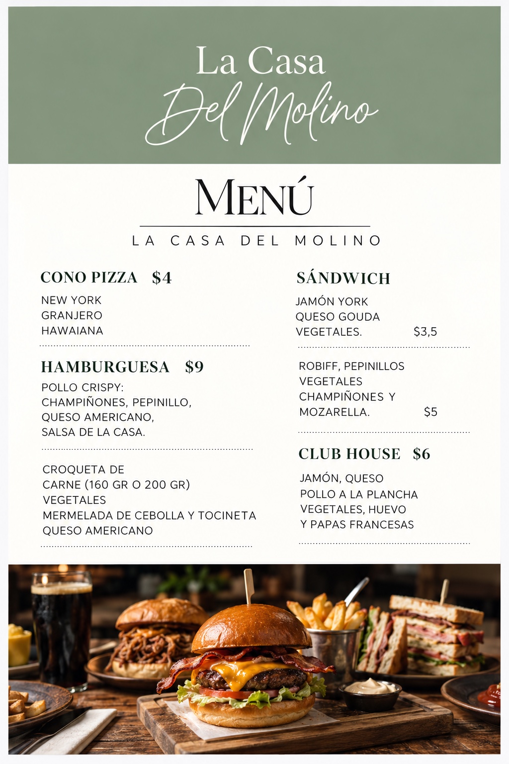 Menú rápido de La Casa del Molino
